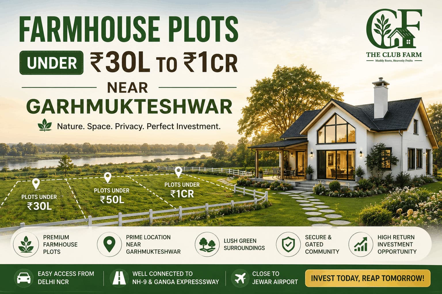 Farmhouse Options Under ₹30L–₹1Cr Near Garhmukteshwar